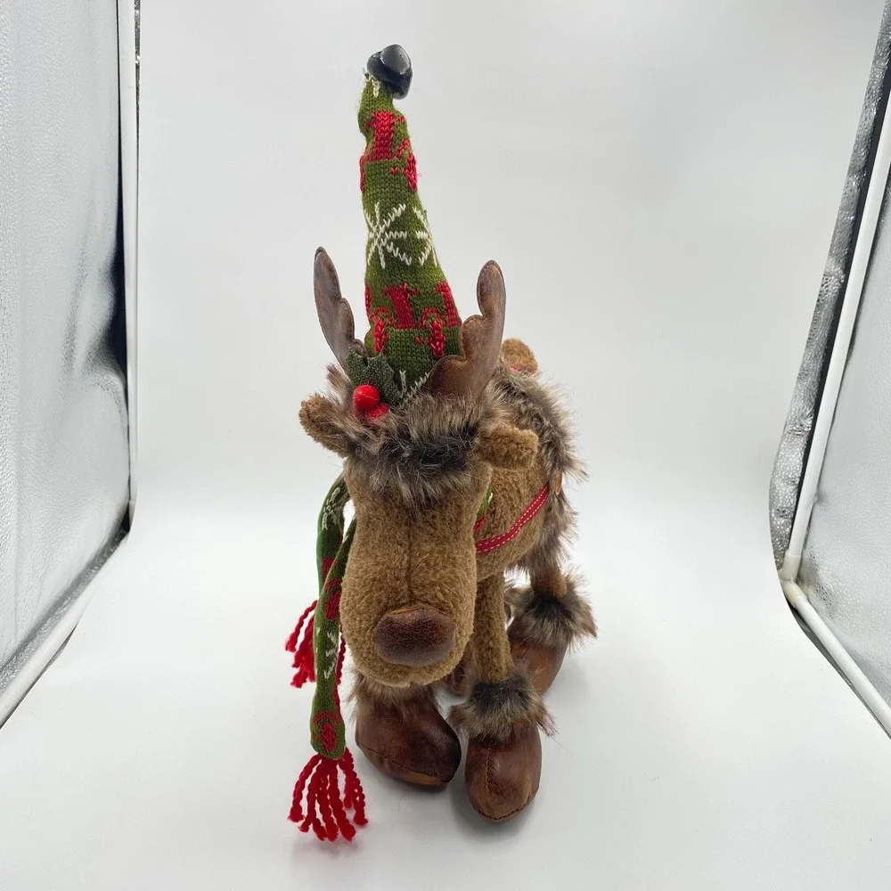 Christmas Plush Standing‎ Reindeer Moose with Hat & Scarf Holiday Decoration